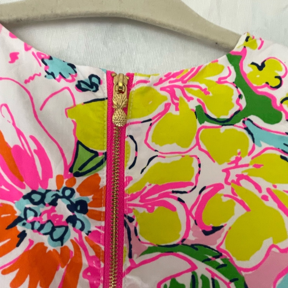 Lilly Pulitzer Girls Shift Dress Size 6 Pink Pout Floral Green Beach Pineapple - Picture 6 of 7